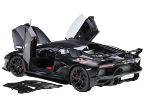 Lamborghini Aventador SVJ Nero Nemesis Matt Black 1/18 Model Car by Autoart