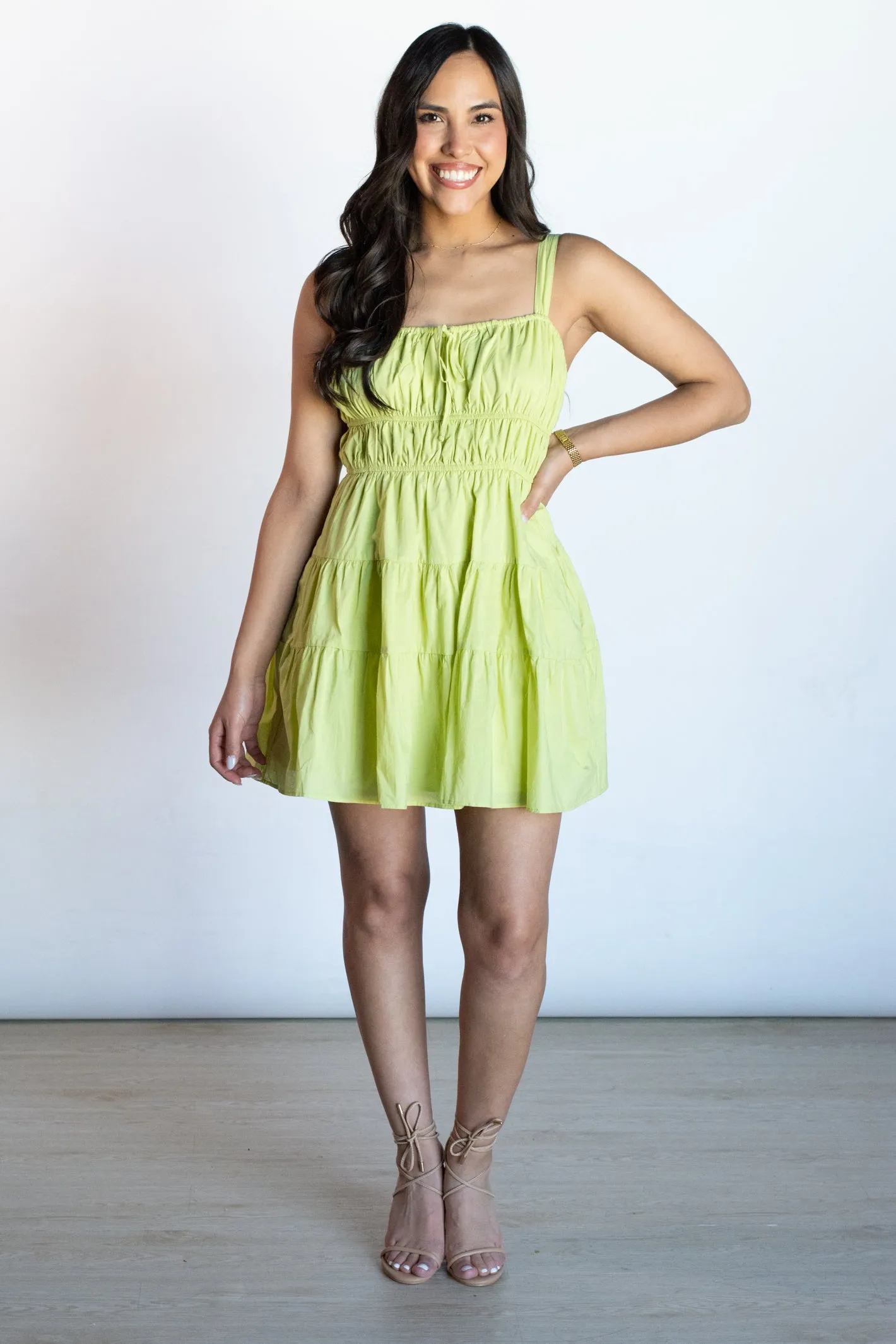 Luminous Delight Frill Bust Mini Dress