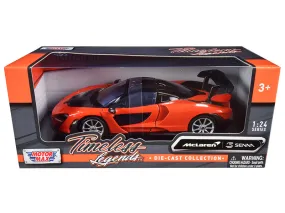 McLaren Senna Orange Metallic and Black Timeless Legends 1/24 Diecast Model Car by Motormax