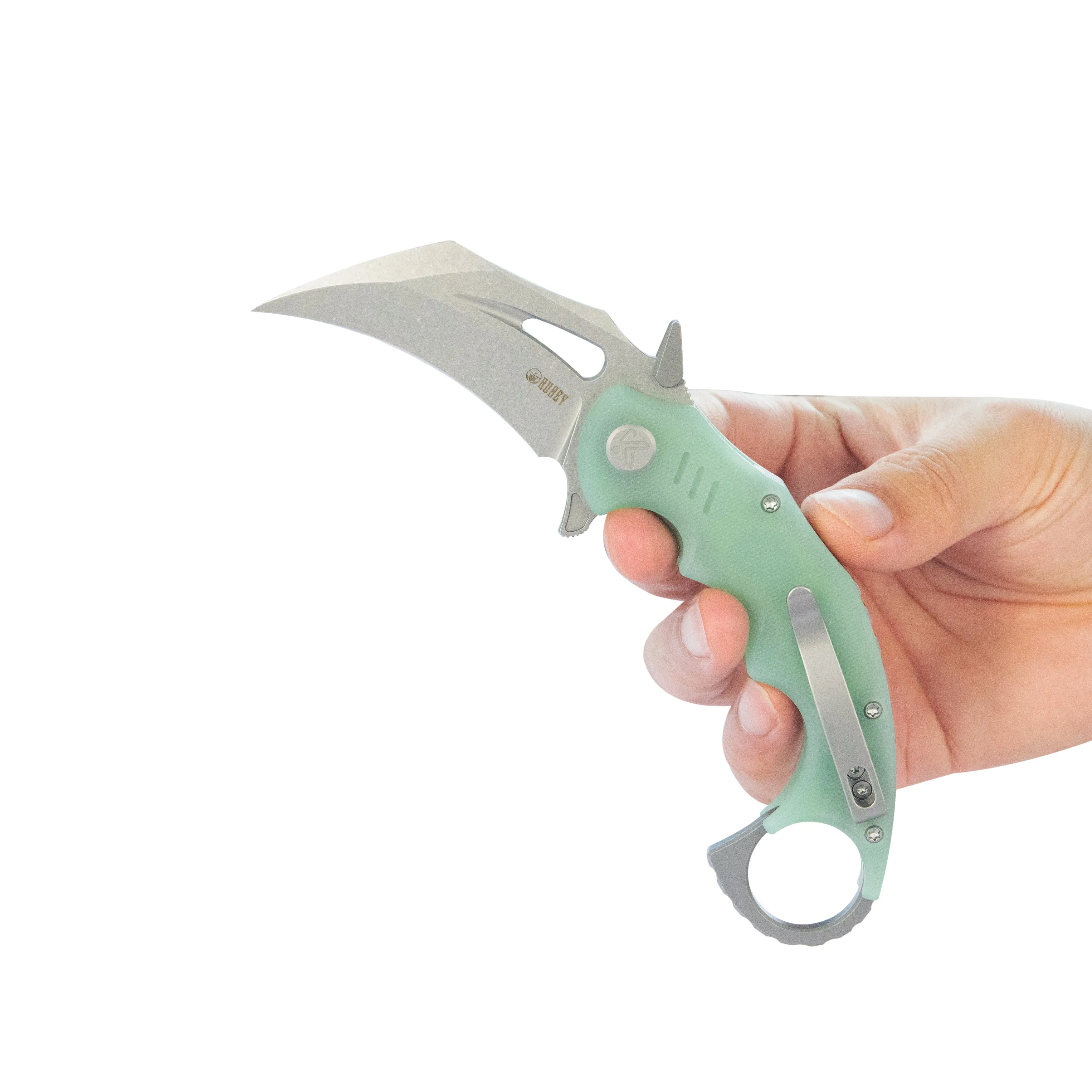 Mini Wrath Karambit Folding Knife Jade G-10 Handle 2.44 Beadblast 14C28N Blade KU262J