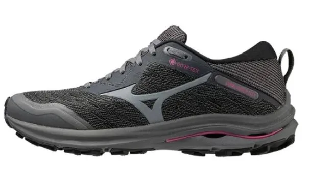 Mizuno Wave Rider GTX (D Width) - Black/Grey/Pink (Womens)