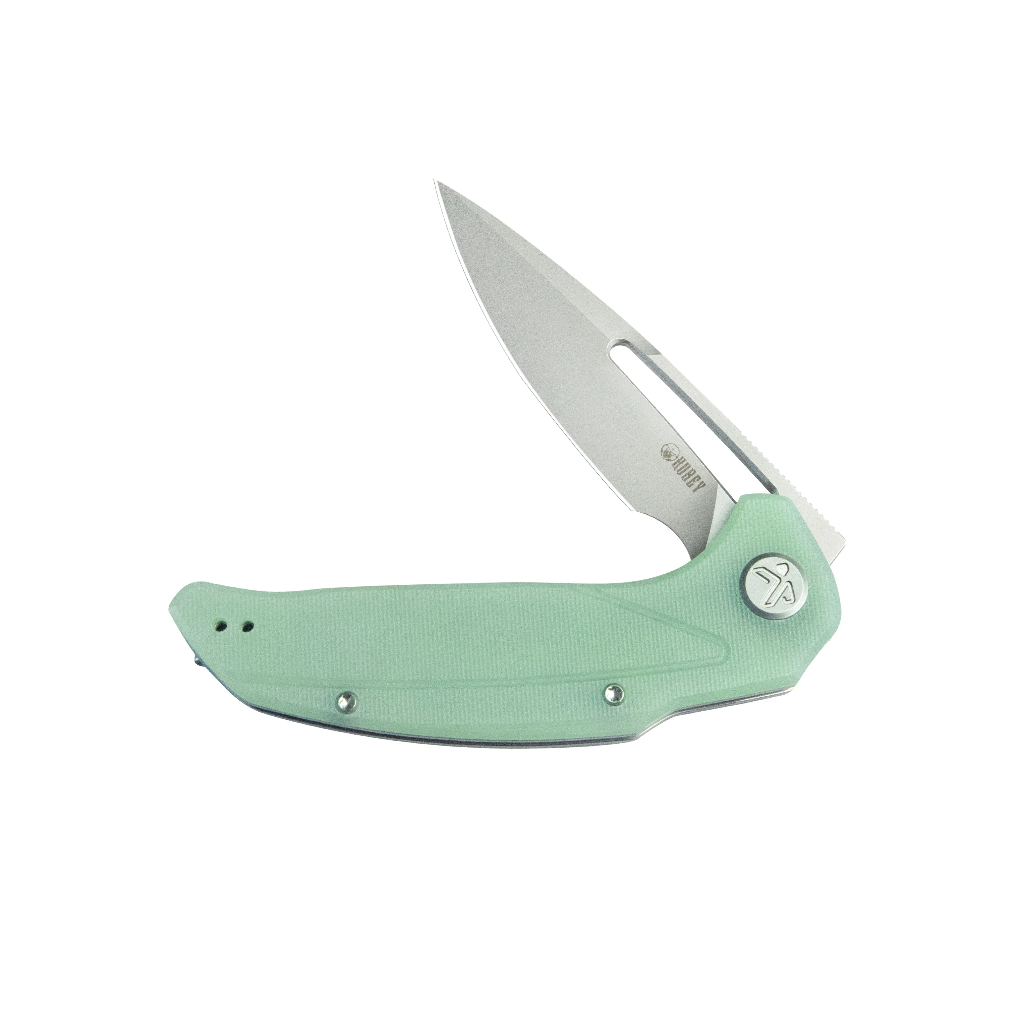 Nautilus Flipper Knife Jade G10 Handle 3.46 Silver Sandblast 14C28N KU372B