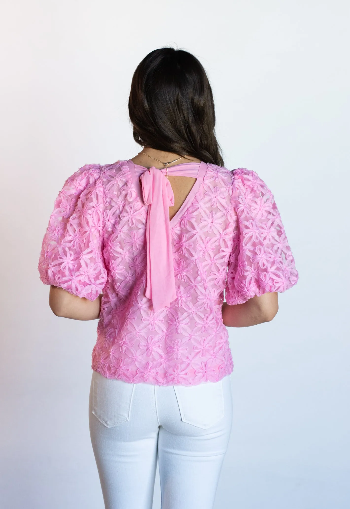 Pleasing to the Eye Pink Floral Lace Top