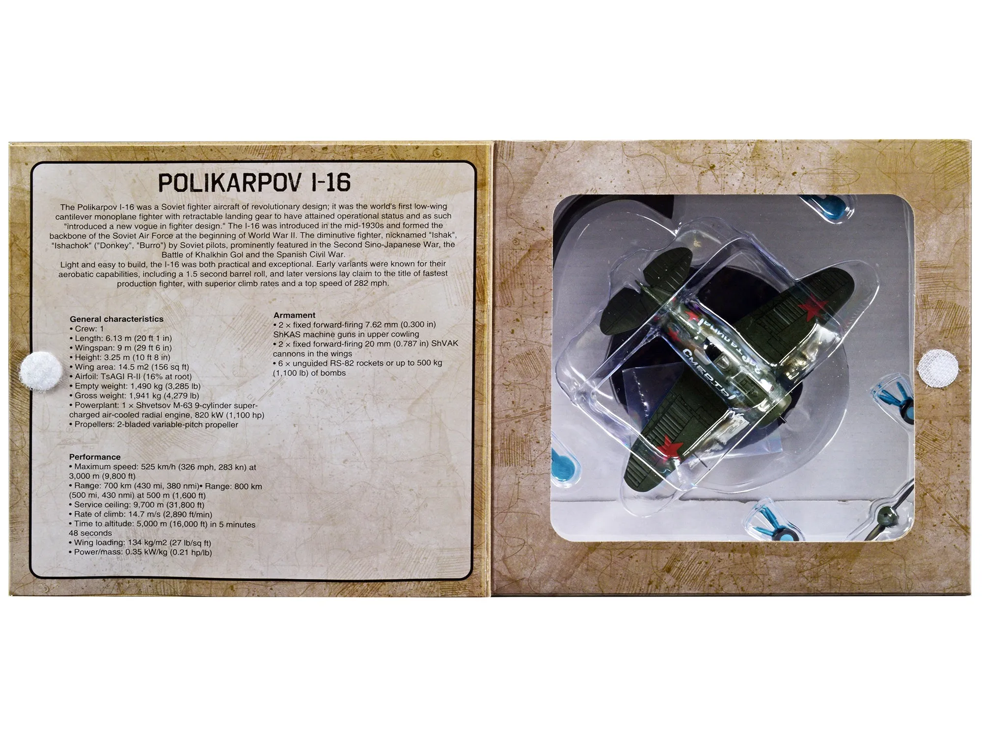 Polikarpov I-16 Fighter Plane (USSR 1933) 1/72 Diecast Model by Warbirds of WWII