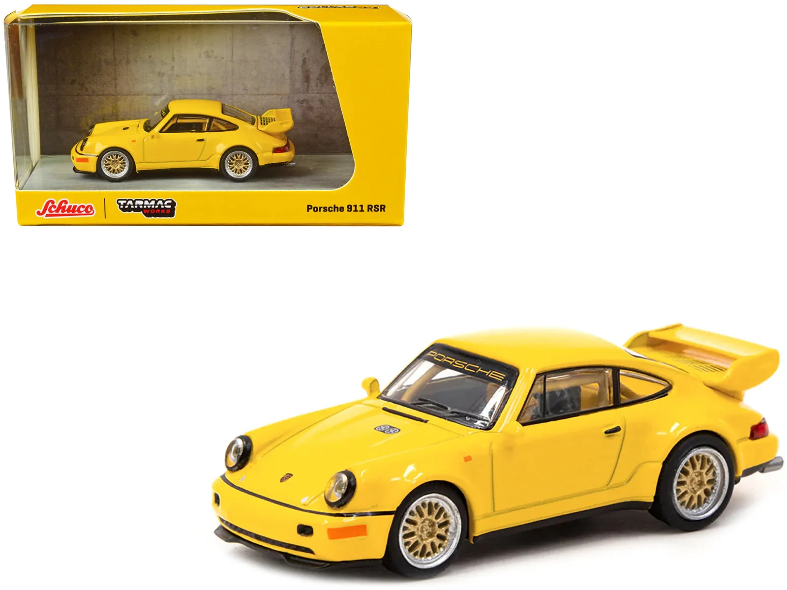 Porsche 911 RSR Yellow Collab64 Series 1/64 Diecast Model Car by Schuco & Tarmac Works