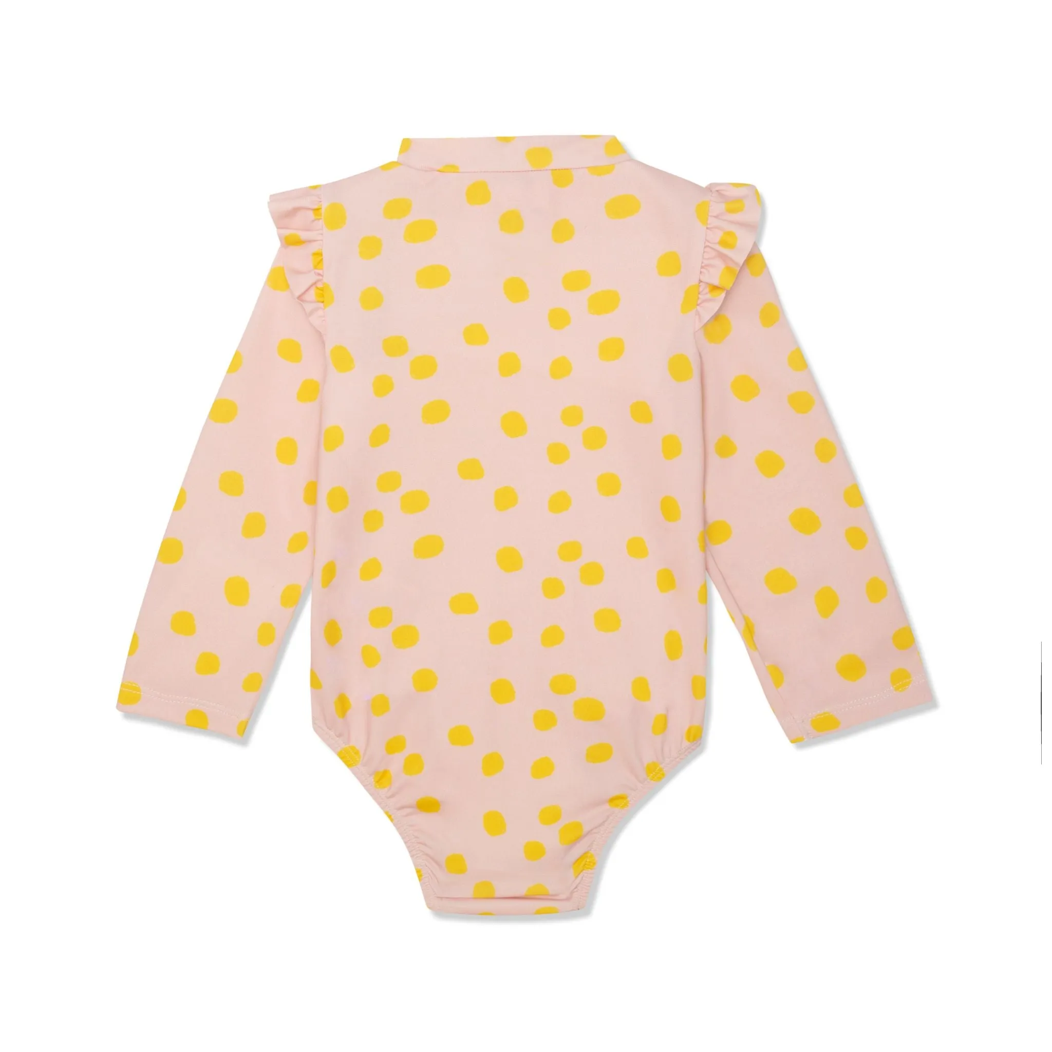 Recycled Polyester Sepia Dotted Zipped Baby Rashguard