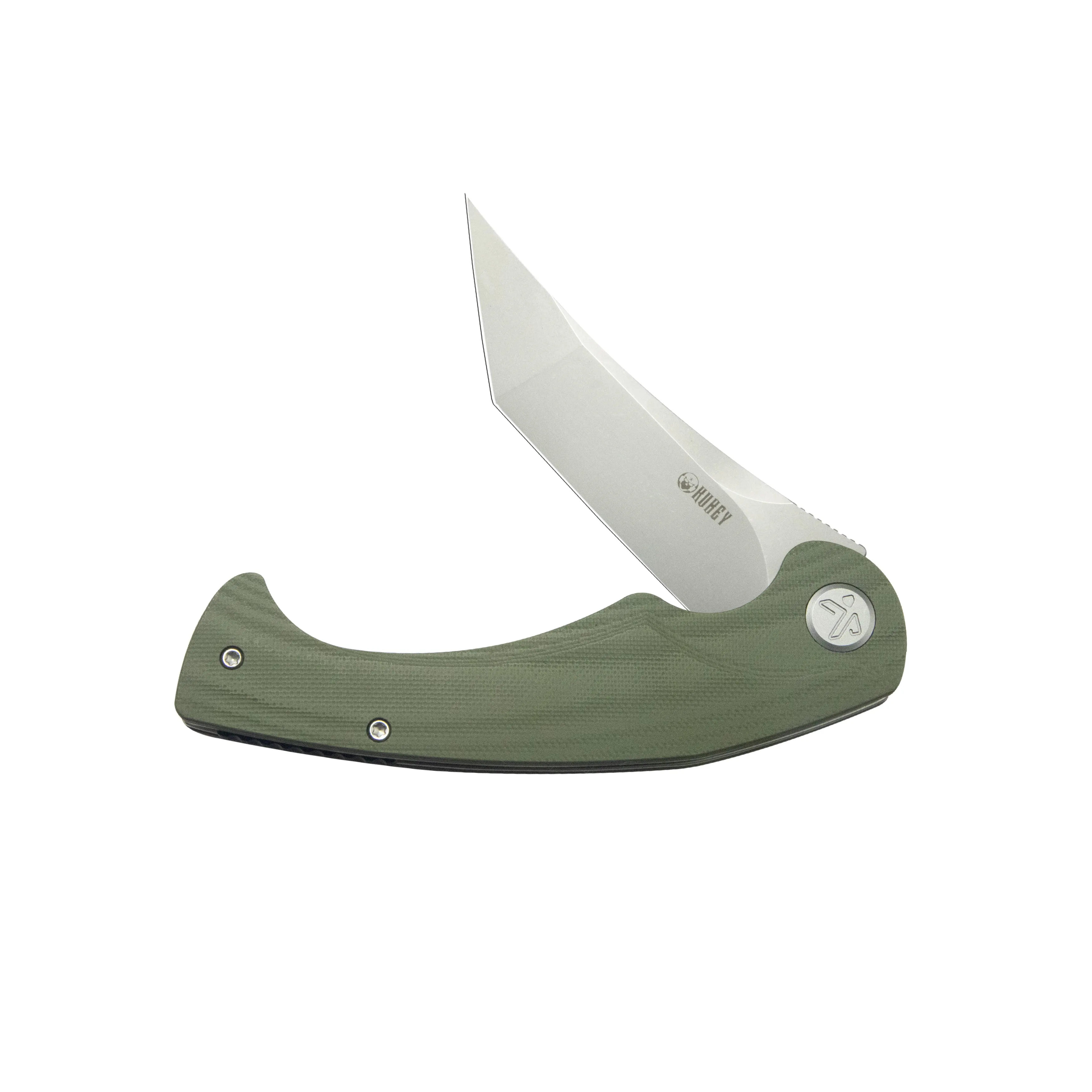 Scimitar Tanto Liner Lock Hunting Folding Knife Green G10 Handle 3.46 Beadblast 14C28N KU175A