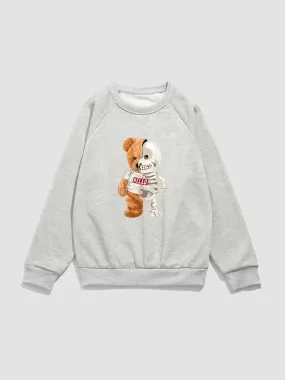 Skeleton Bear Print Raglan Sleeve Sweatshirt