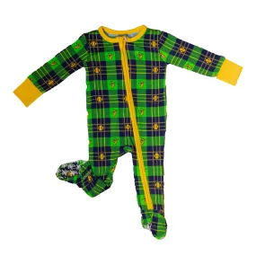 TODDLER/INFANT Bananas Double Zip Footie Pajamas - Green Tartan