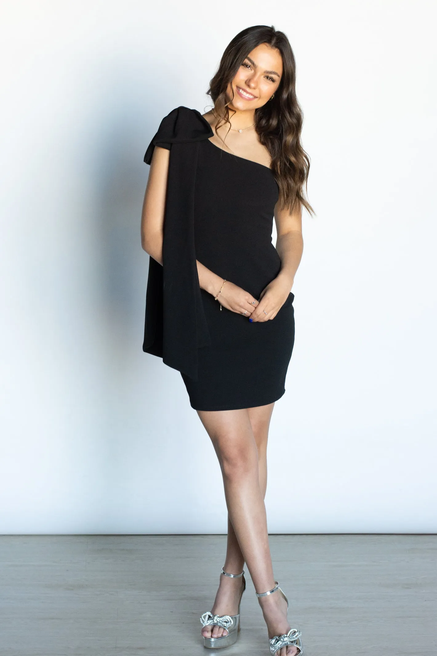 Treat Me Right Black One Shoulder Dress