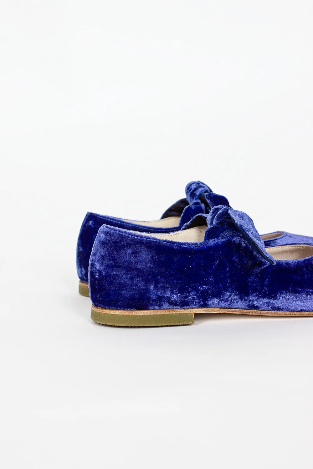 Velvet Ballerina Shoe Blue