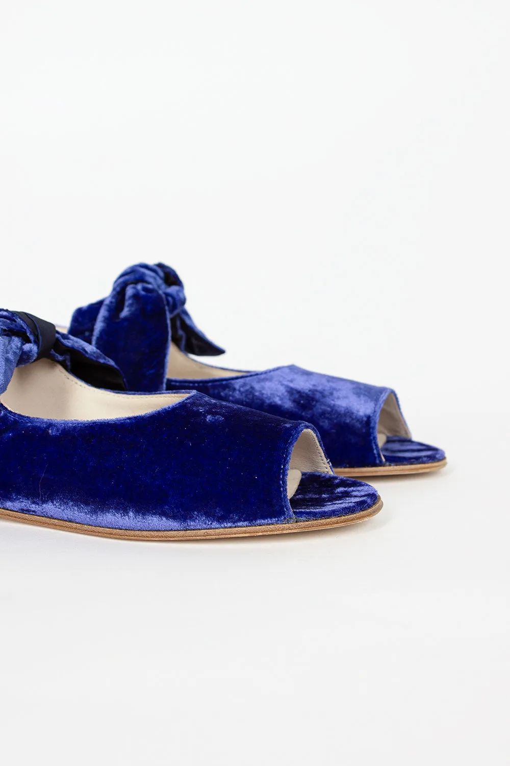 Velvet Ballerina Shoe Blue