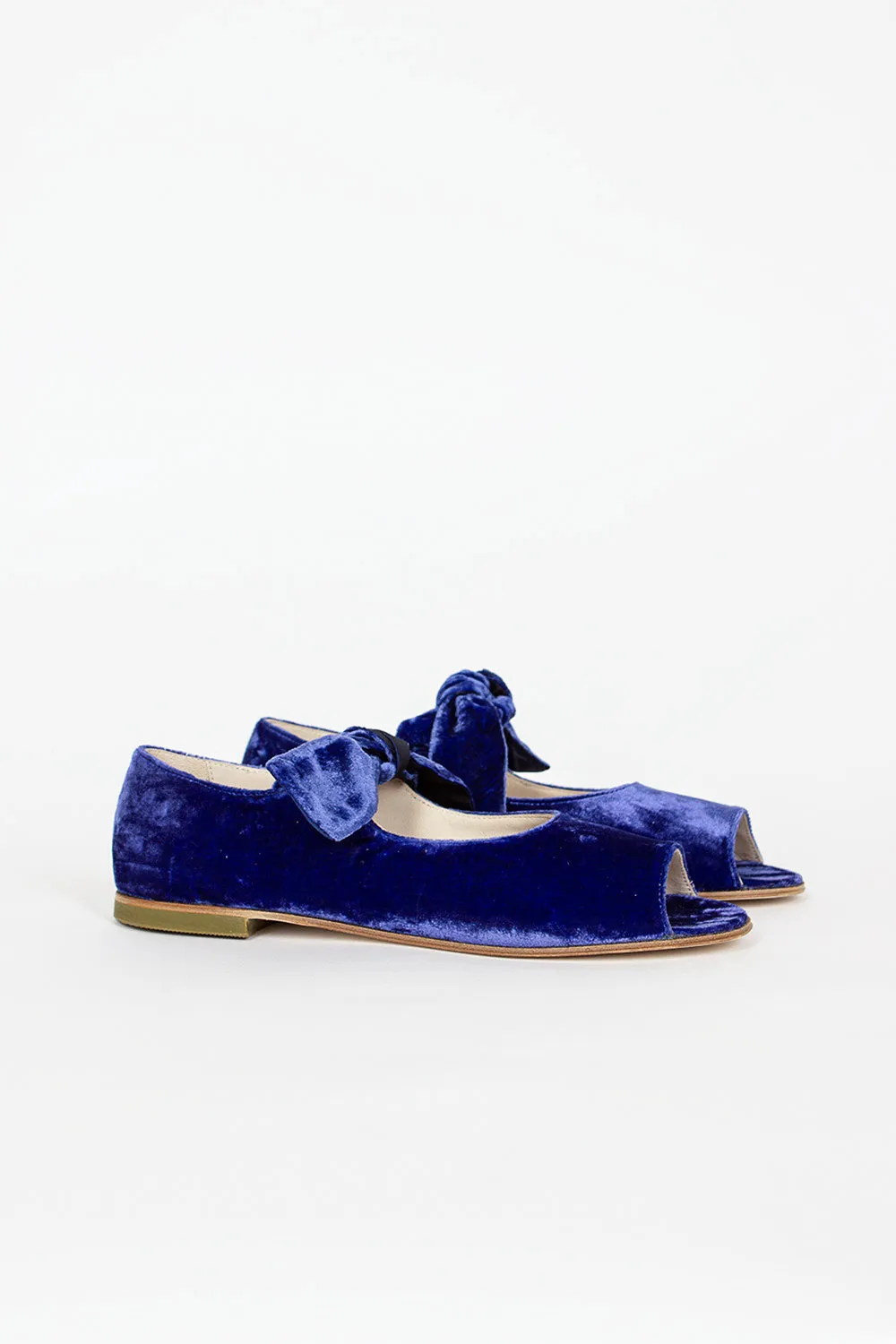 Velvet Ballerina Shoe Blue