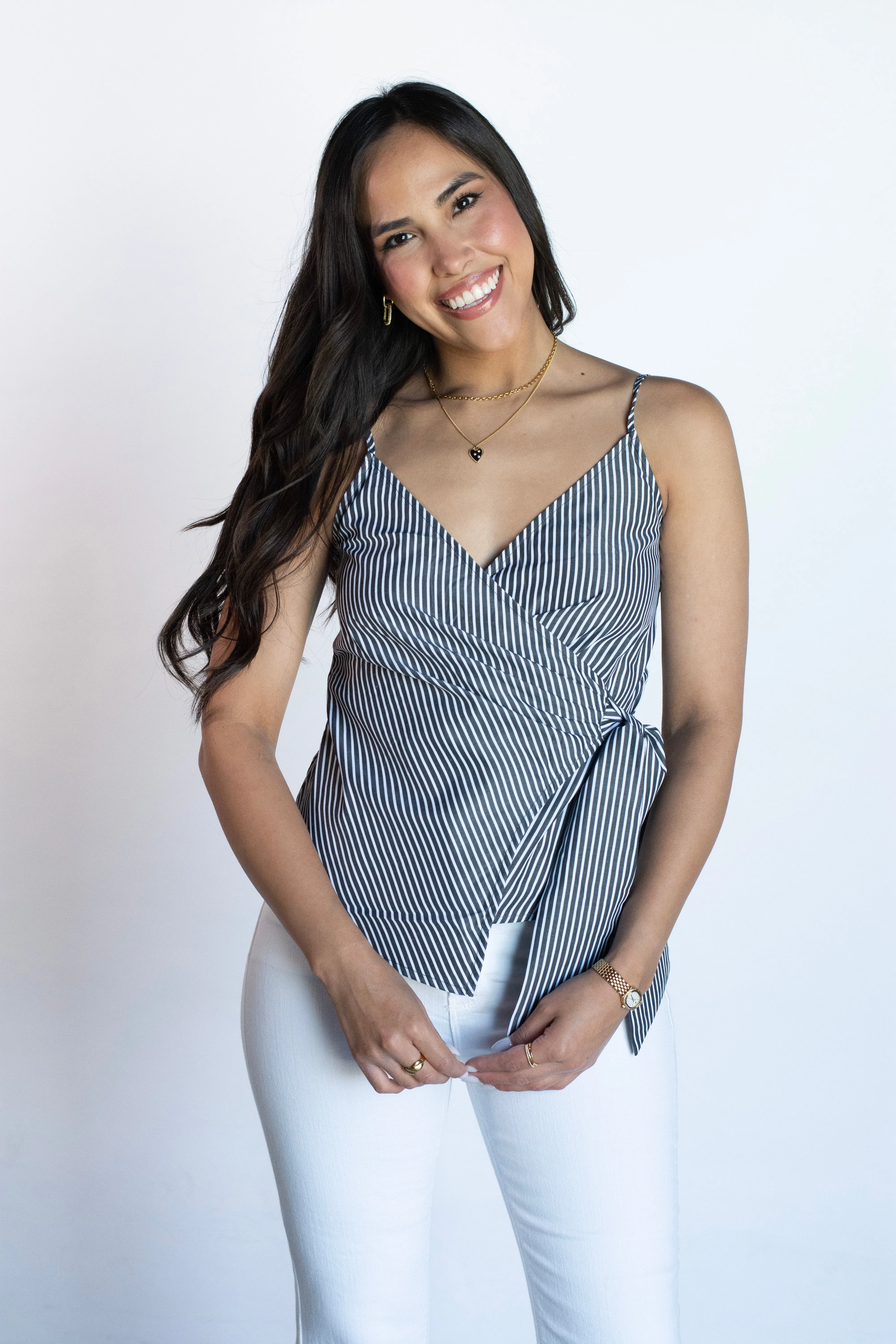 Vineyard Breeze Stripe Wrap Tank Top