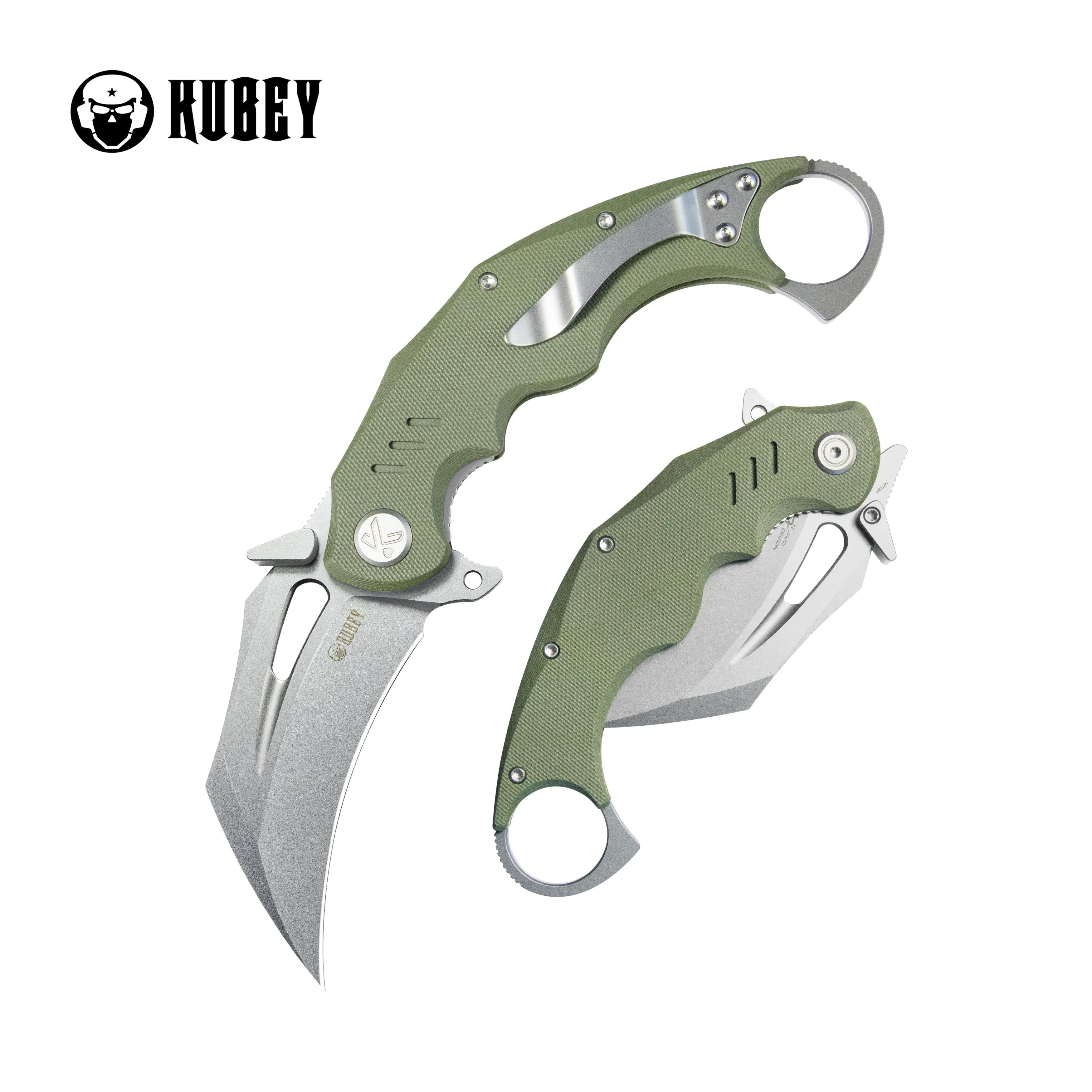 Wrath Karambit Folding Knife Green G-10 Handle 2.68 Beadblast 14C28N Blade KU261B