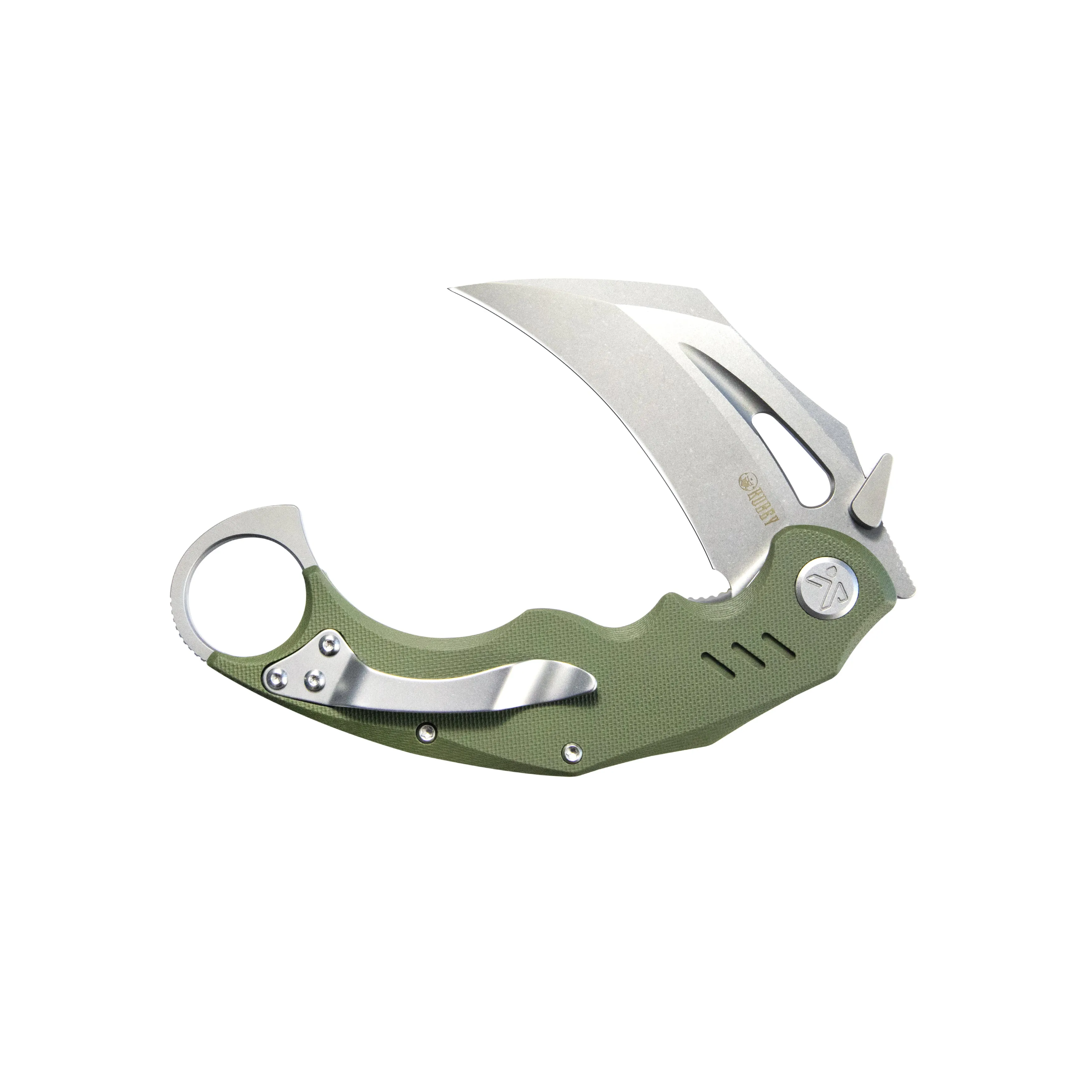 Wrath Karambit Folding Knife Green G-10 Handle 2.68 Beadblast 14C28N Blade KU261B